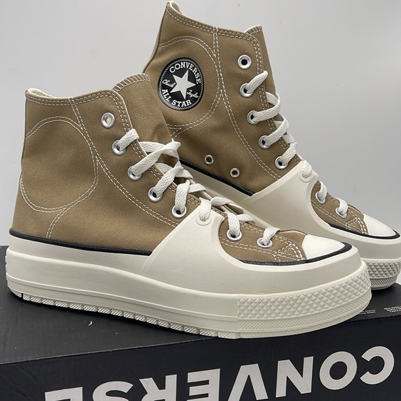 Converse Men’s CTAS CONSTRUCT HI ROASTED/BLACK/EGRET A03876C Platforms Sneakers - Picture 7 of 16